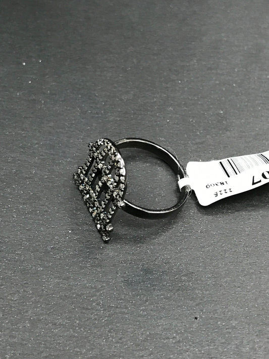 Diamond and Silver Black Rhodium Finish Ring