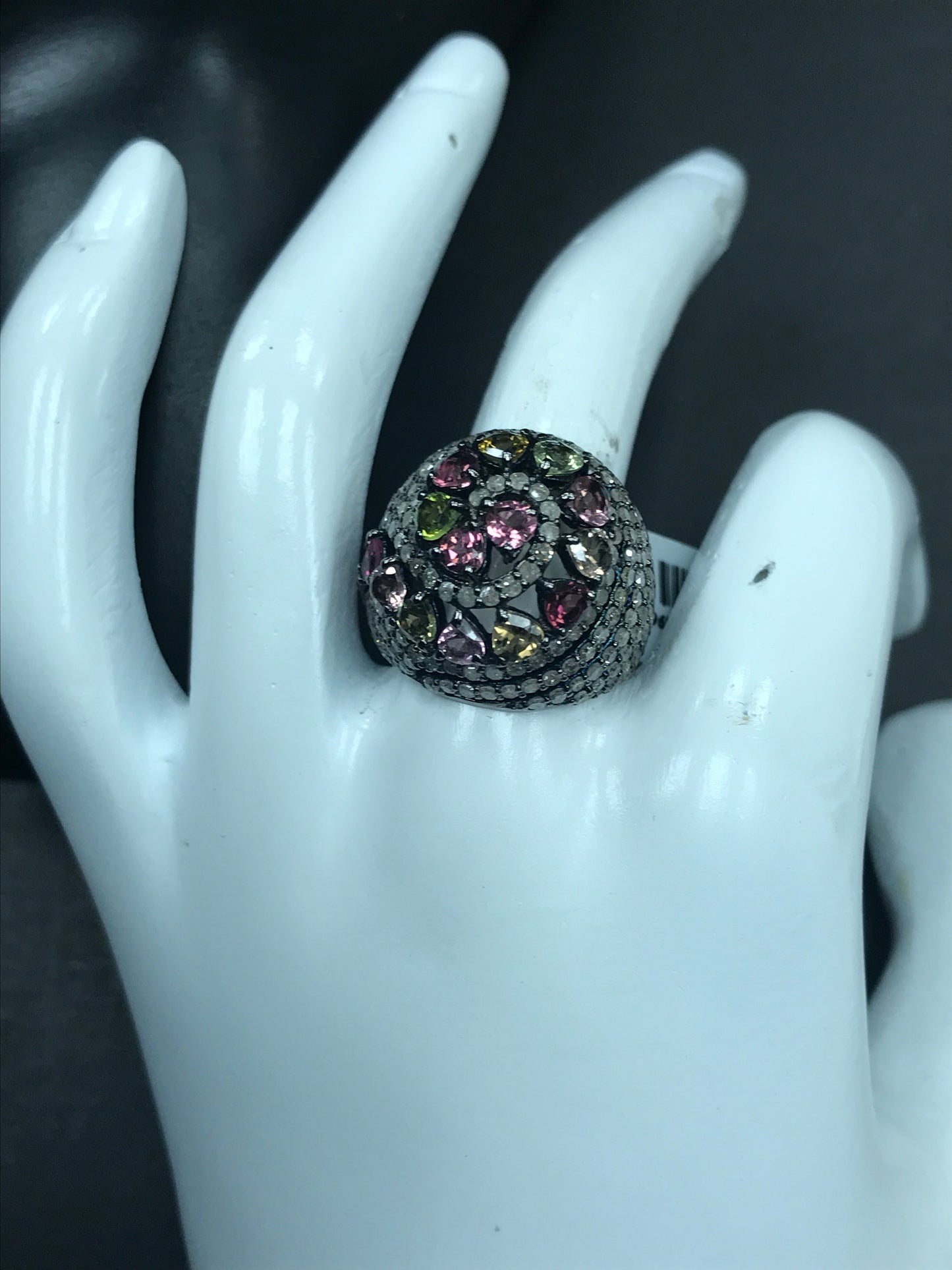 DIAMOND AND MULTI TOURMALINE RINGS
