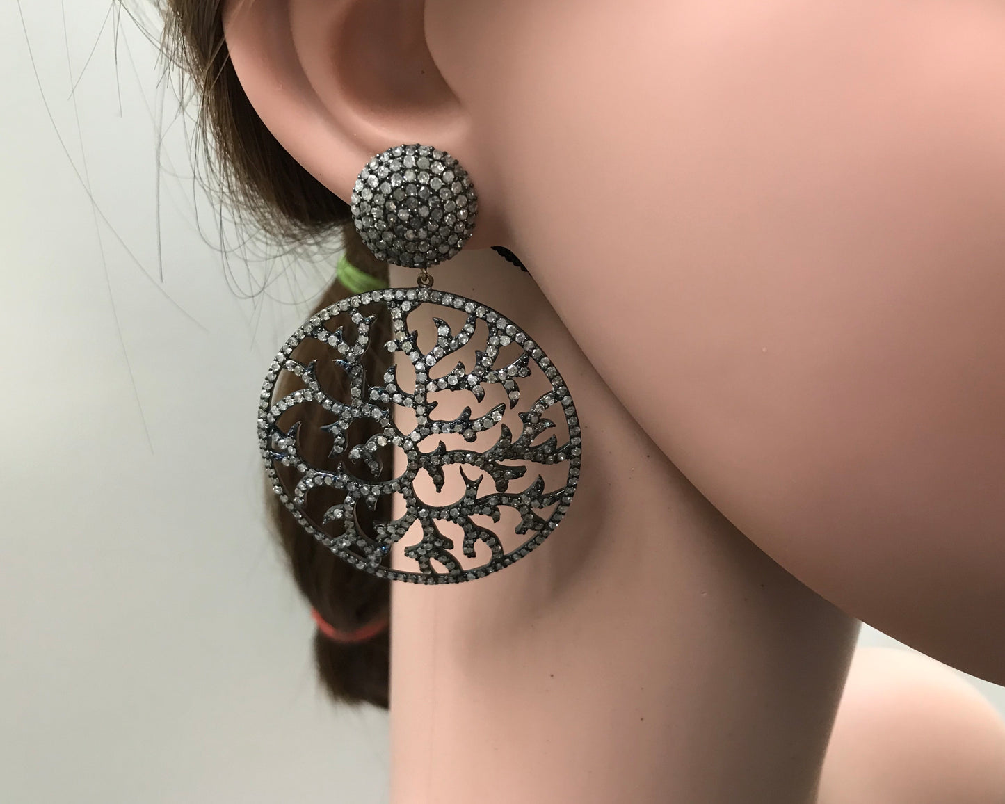 Diamond and Silver Black Rhodium Finish Earrings