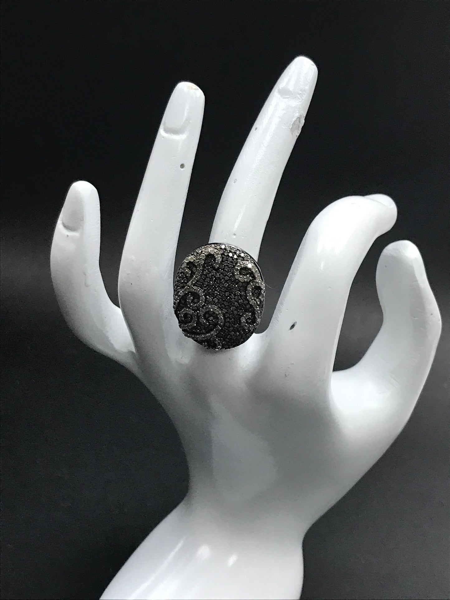 Diamond and Silver Black Rhodium Finish Rings