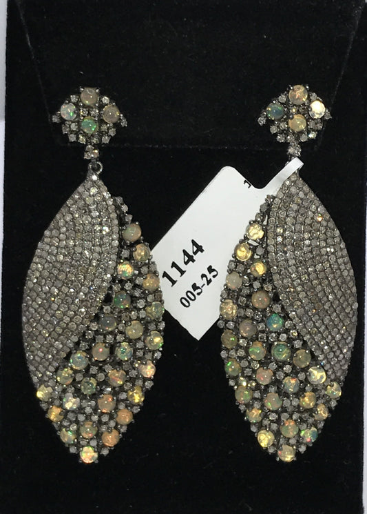 Fancy Shape Opal And Diamond Earrings