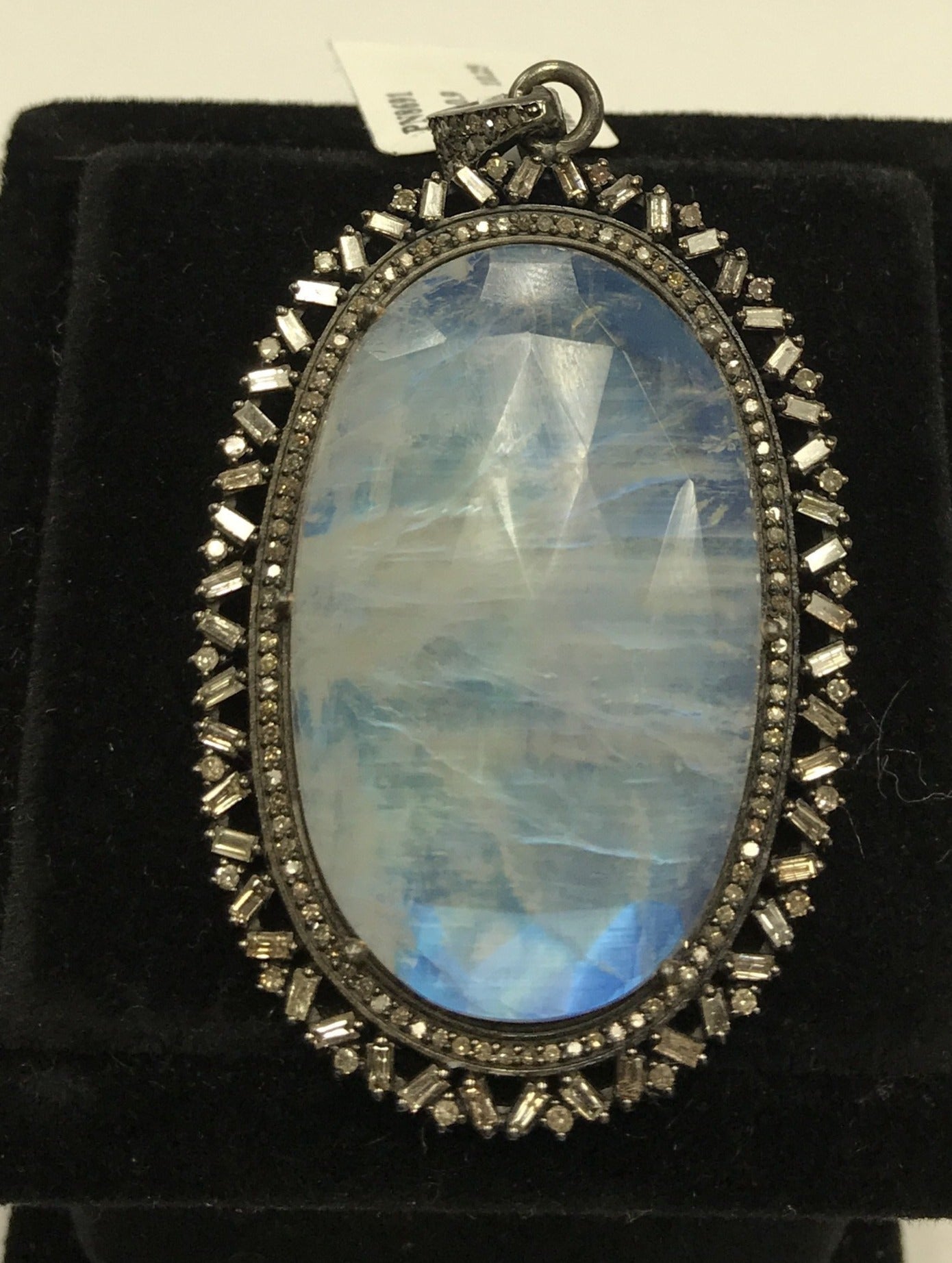 Rainbow Moonstone Diamond Pendant