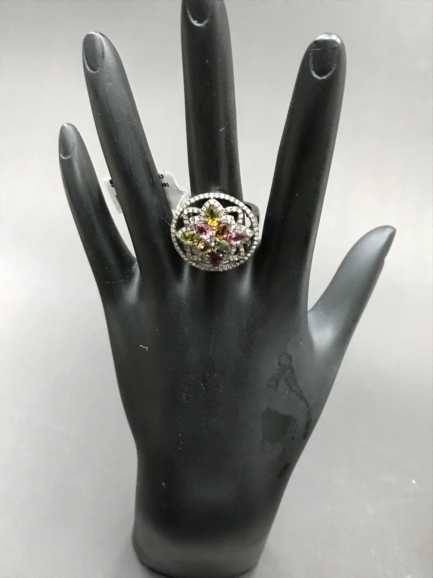 Diamond and Multi Tourmaline Rings