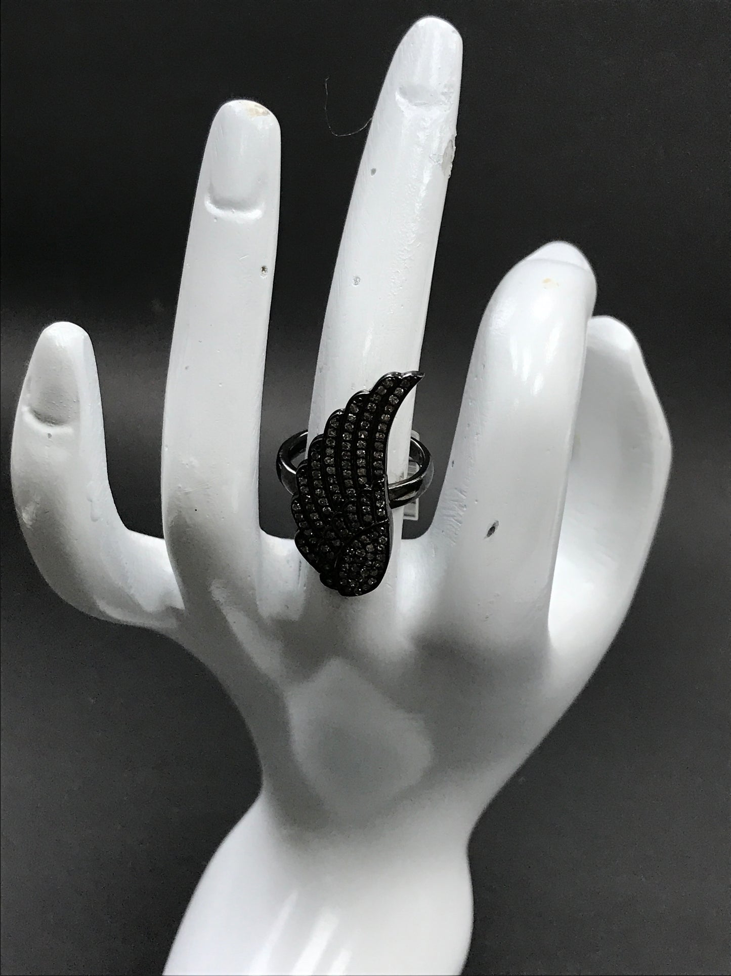 Diamond and Silver Black Rhodium Finish Ring