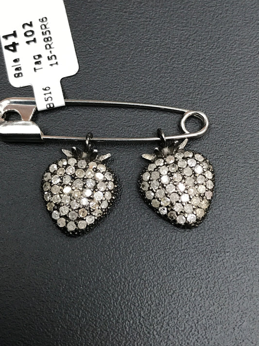 Diamond Strawberry Diamond Ring, Pave Diamond Ring, Pave Strawberry Ring, Approx 14 x 13mm. Sterling Silver