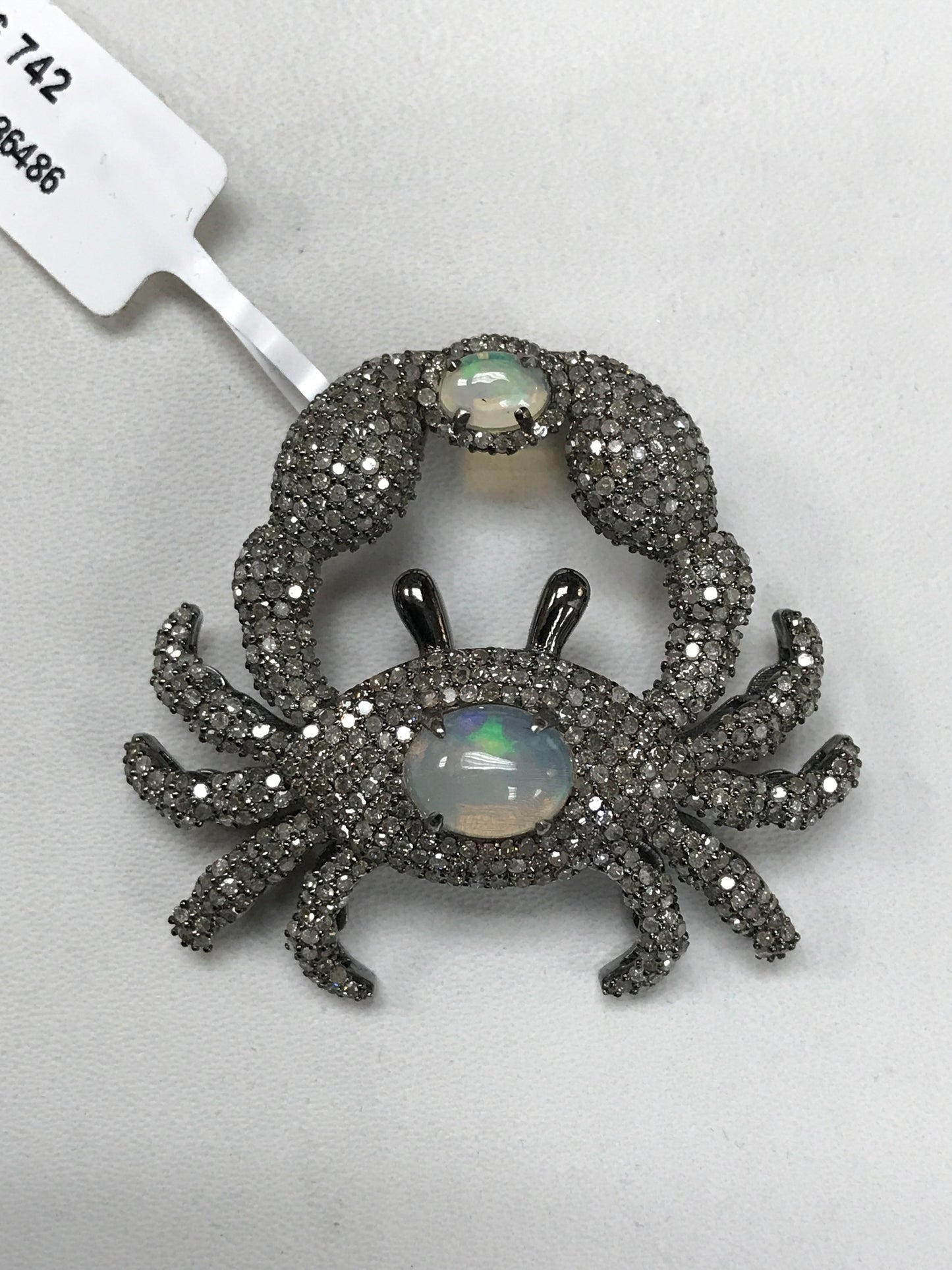 Crab Shape Diamond Pendant & Charms with Embedded Stones