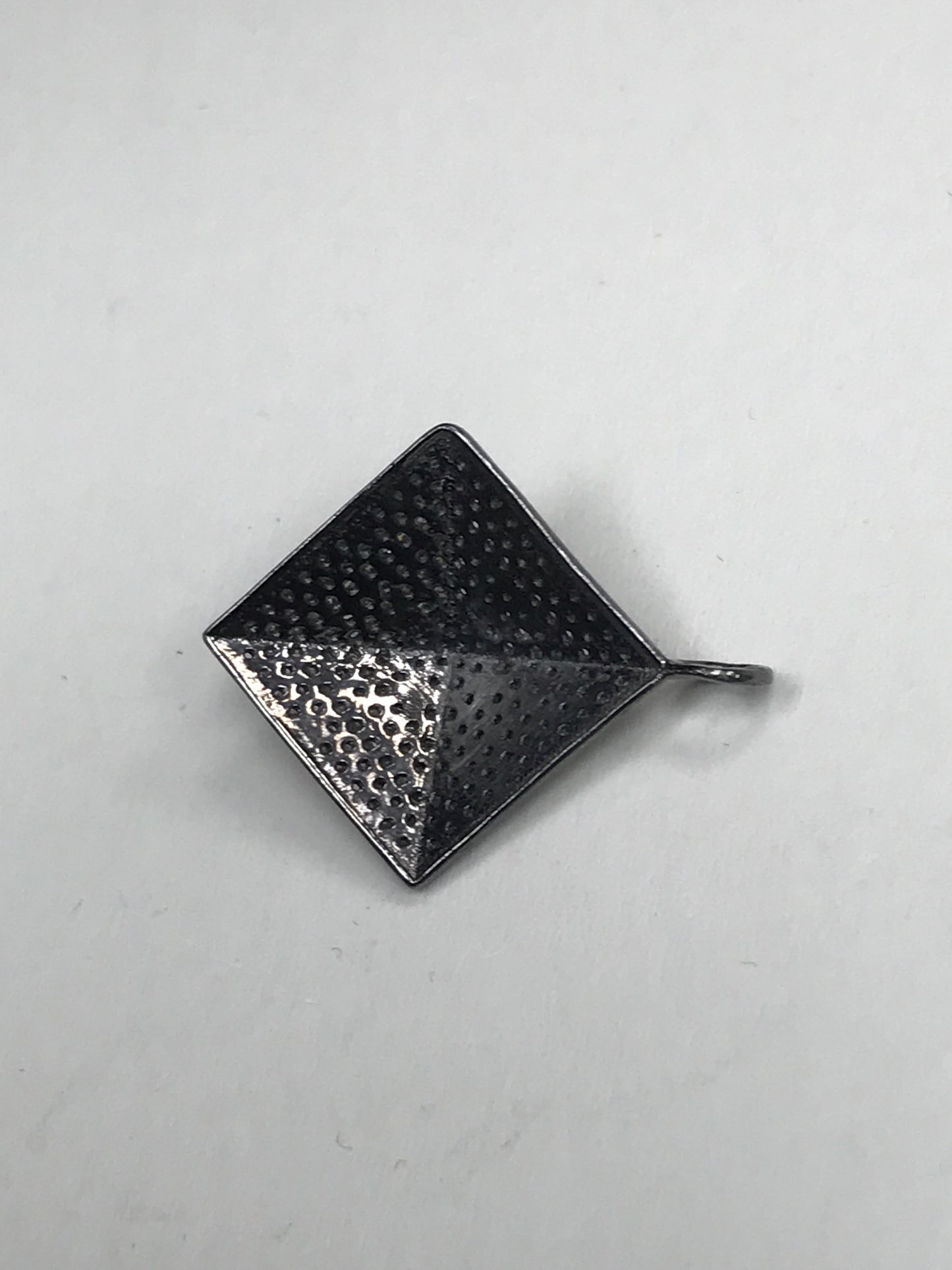 Diamond Pyramid Pendant, Pave Diamond Pendant,Pave Pyramid Necklace, Approx 14 x 14mm. Sterling Silver