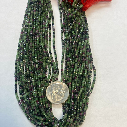 Zosite, Ruby Zoisite Faceted Square, Ruby Zoisite faceted box, faceted cube