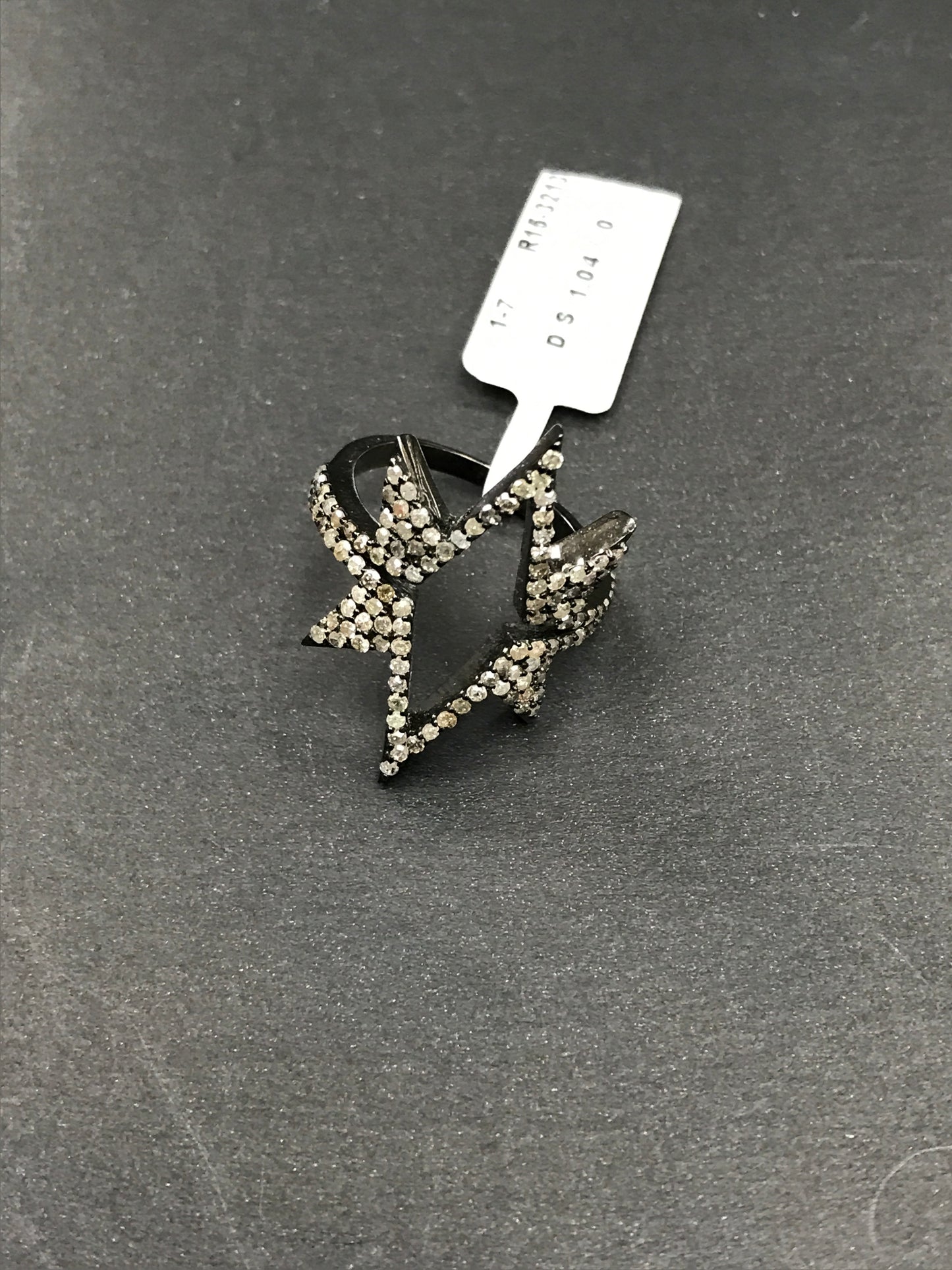 Diamond Double Crown Diamond Ring, Pave Diamond Ring, Pave Double Crown Ring, Approx 26 x 22mm. Sterling Silver