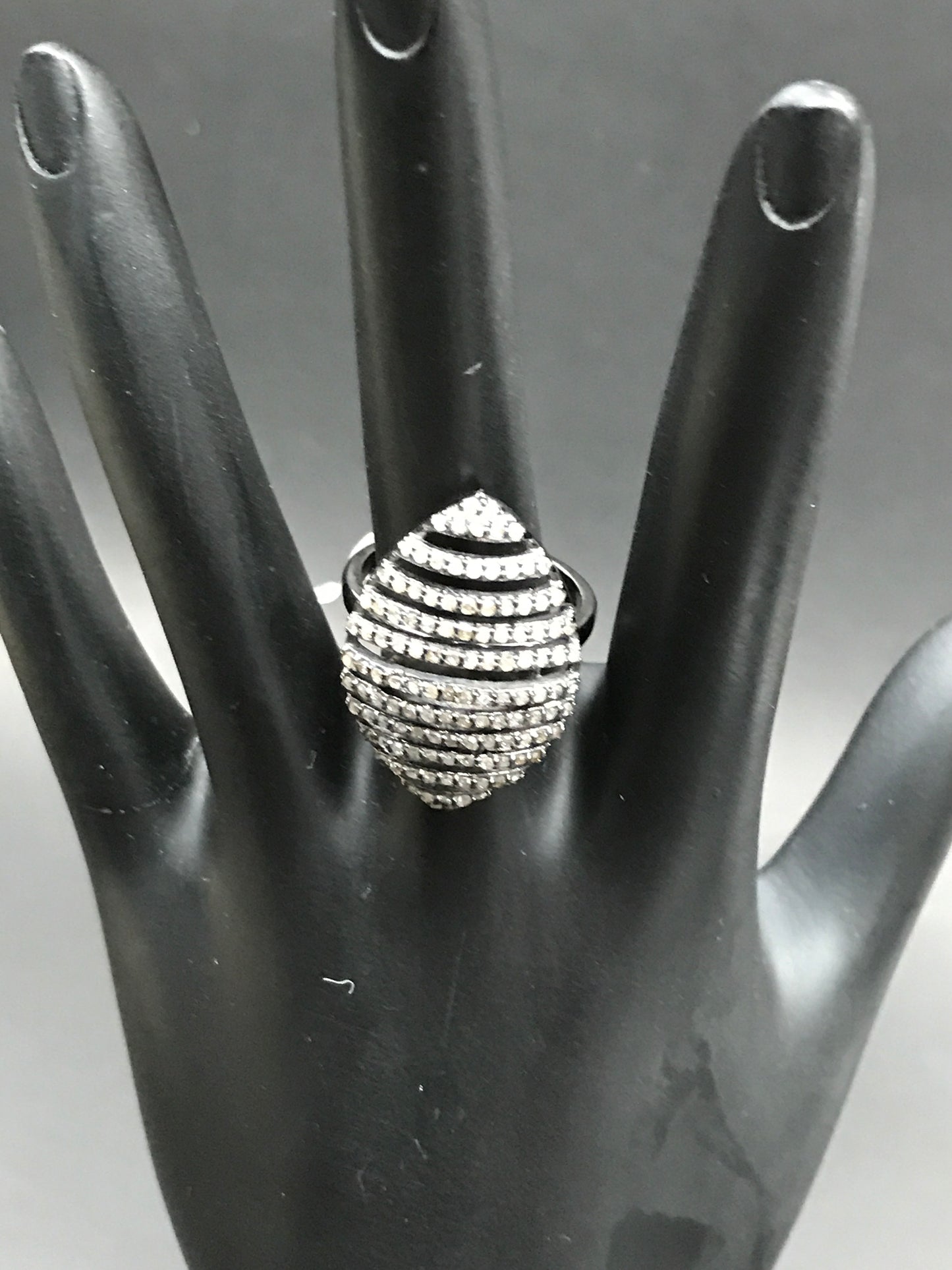 Diamond and Silver Black Rhodium Finish Rings