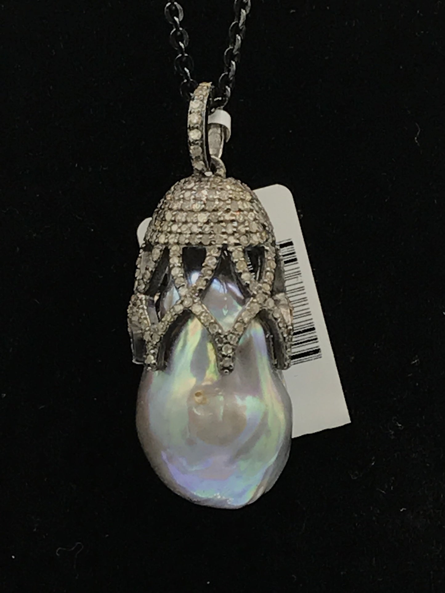 Drop Shape Baroque Pearls Diamond Pendants