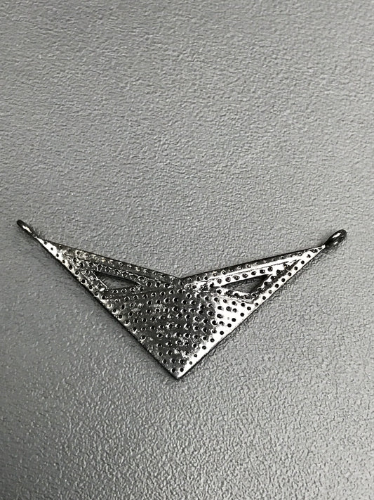 Rectangular Diamond Charm .925 Oxidized Sterling Silver Diamond Charms