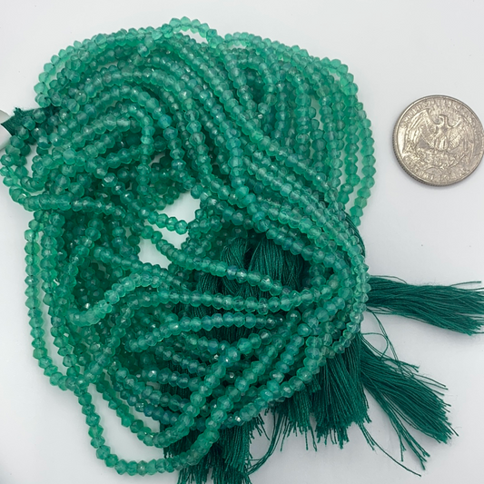 Onyx, Green Onyx Roundel Beads Facetted 3-4mm