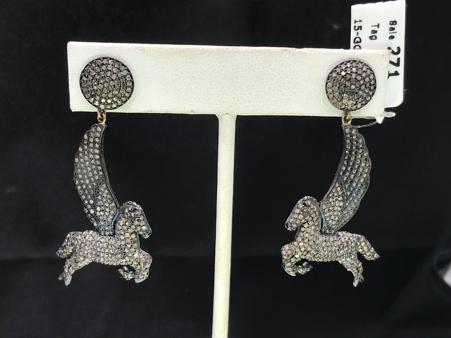 Diamond and Silver Black Rhodium Finish Earrings