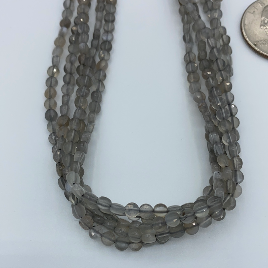 Moonstone, Grey Moonstone Faceted Beads Coin, Beads Coin Beads, Coin