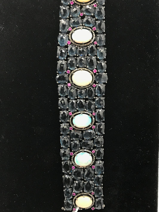 London Topaz and Opal Bracelet with Diamonds
