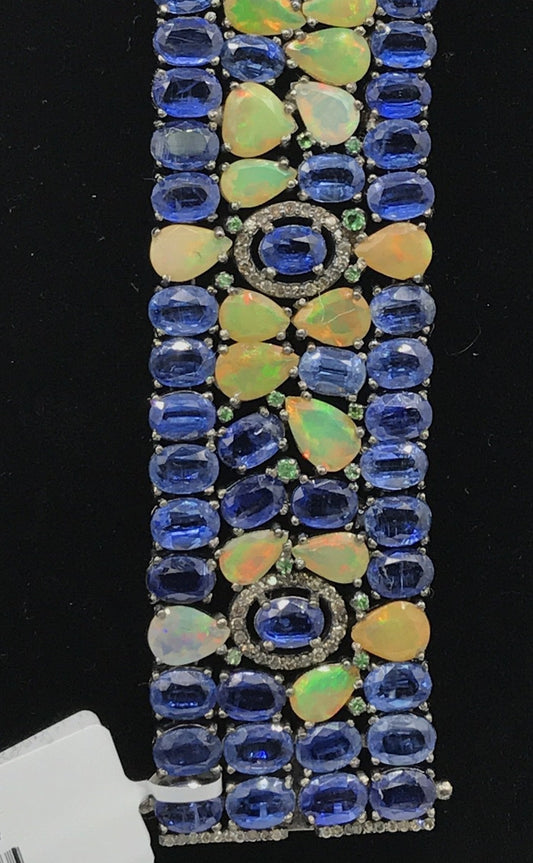 Opal and Blue Kynite Designer Bracelet with Diamond