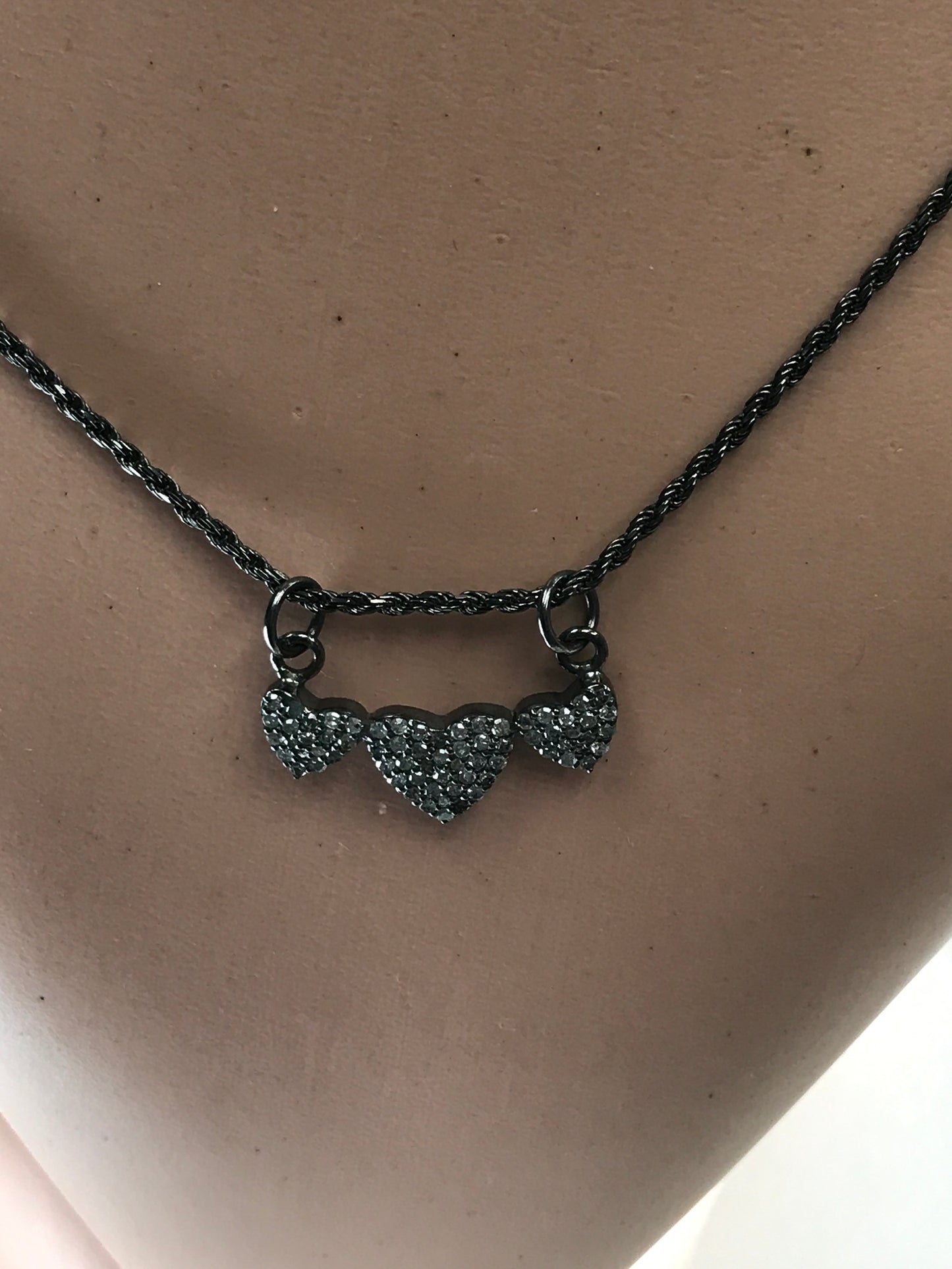 Heart Silver Diamond Charm .925 Oxidized Sterling Silver Diamond Charms, Genuine handmade pave diamond Charm Size Approx 0.96"(24 x 12 MM)