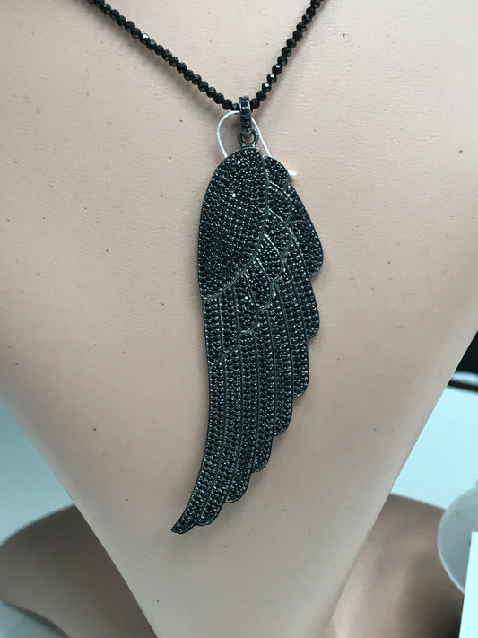 Wings Black Spinel Charm,