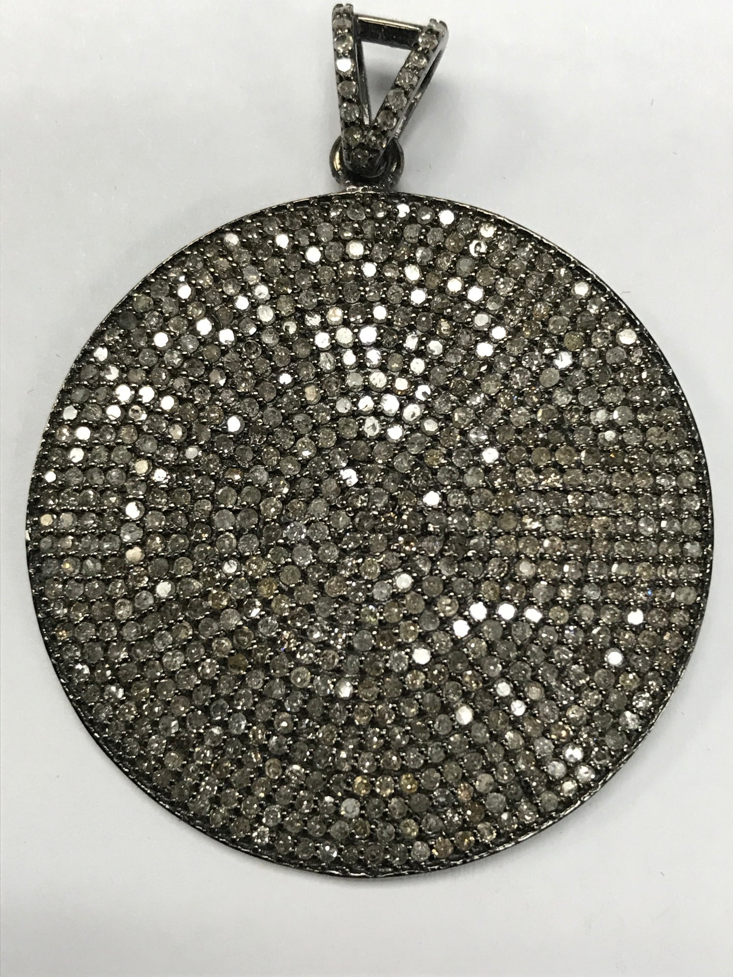 Round Disc Sapphire Diamond Charm