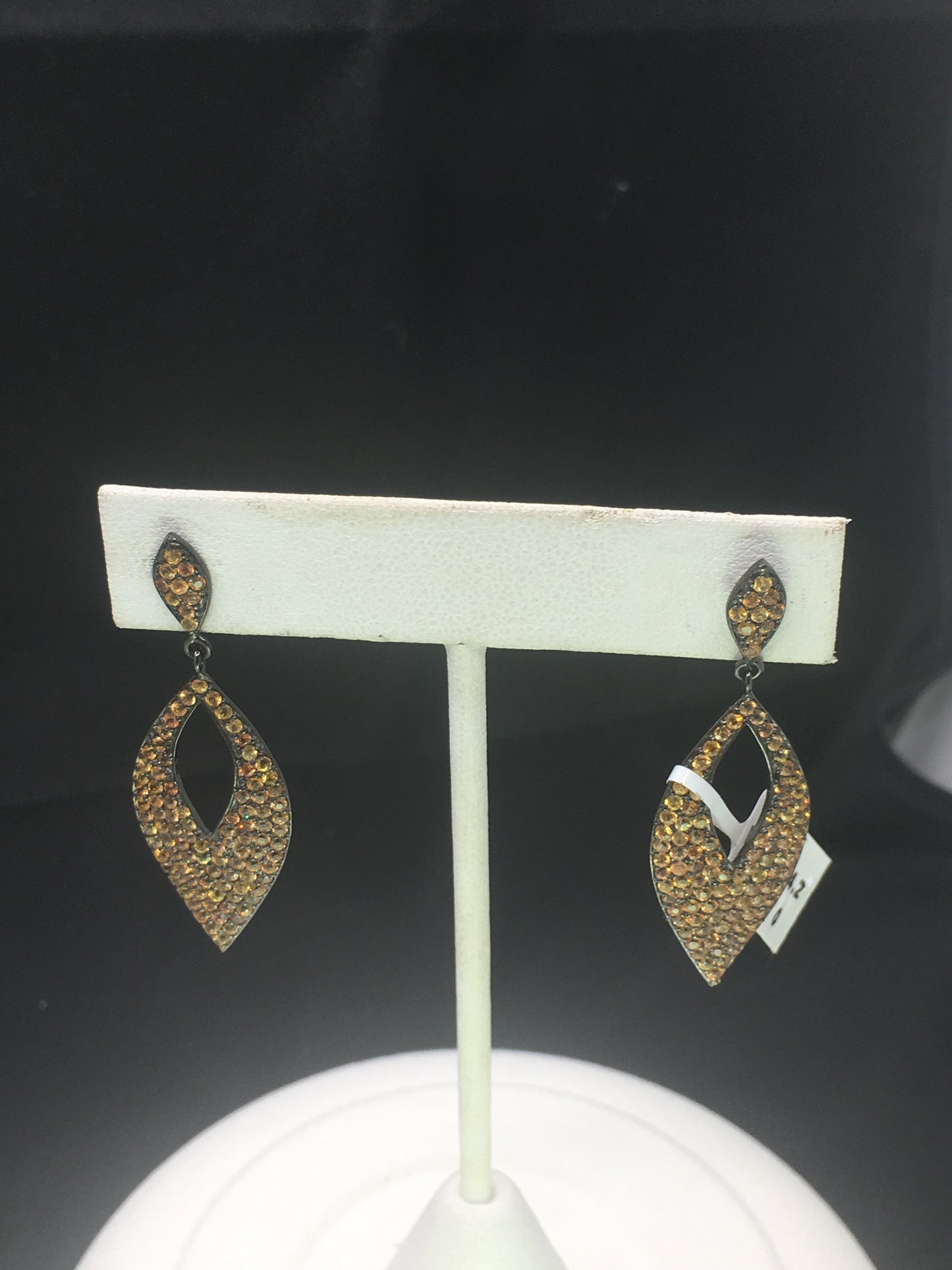 Yellow Sapphire Marquise Shape Silver Earrings,