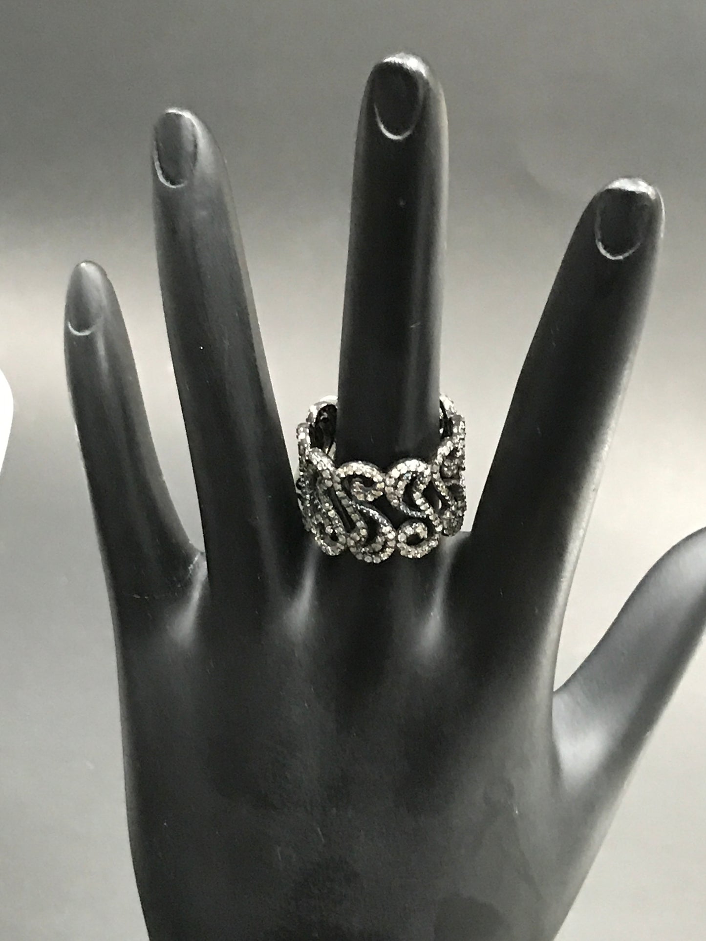 Diamond and Silver Black Rhodium Finish Rings