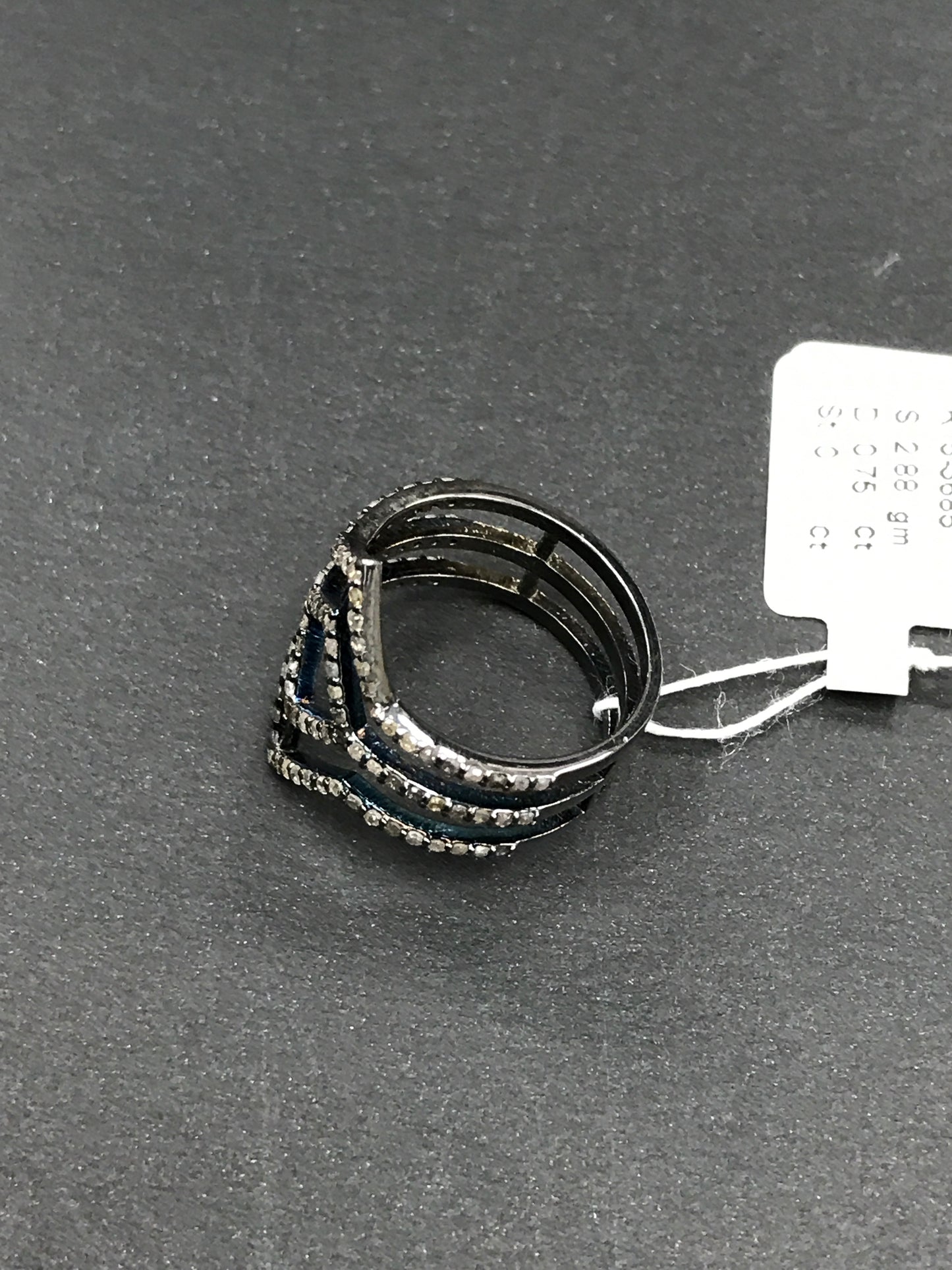 Pave Diamond Ring .925 Oxidized Sterling Silver Diamond Ring, Genuine handmade pave diamond Ring Size Approx 0.84"(18 x 21 MM)