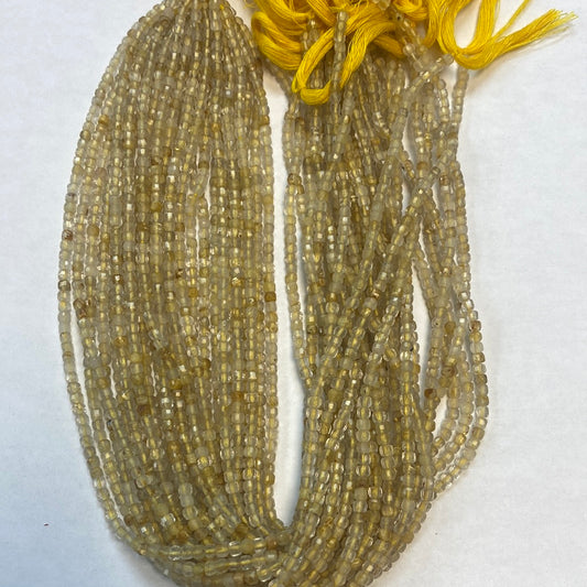 Quartz, Golden Rutilated Quartz Faceted Square, Golden Rutilated Quartz faceted box, faceted cube