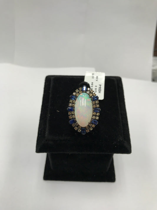 Oval Shape Opal and Diamond Ring