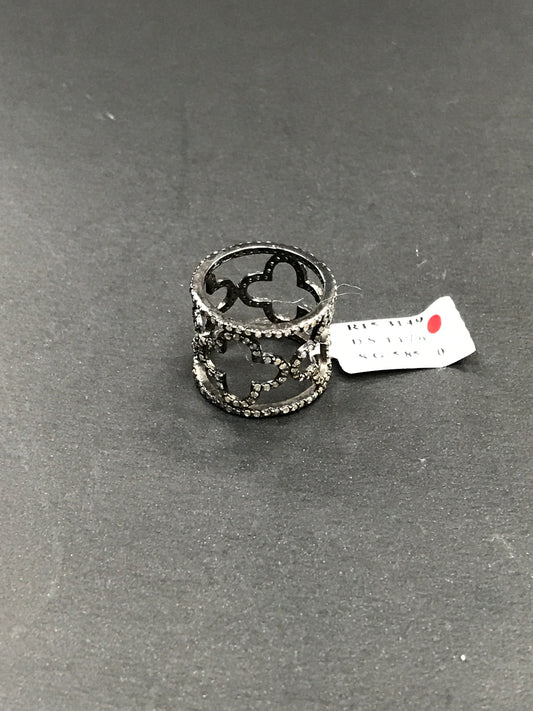Diamond Silver Black Rhodium Finish Ring
