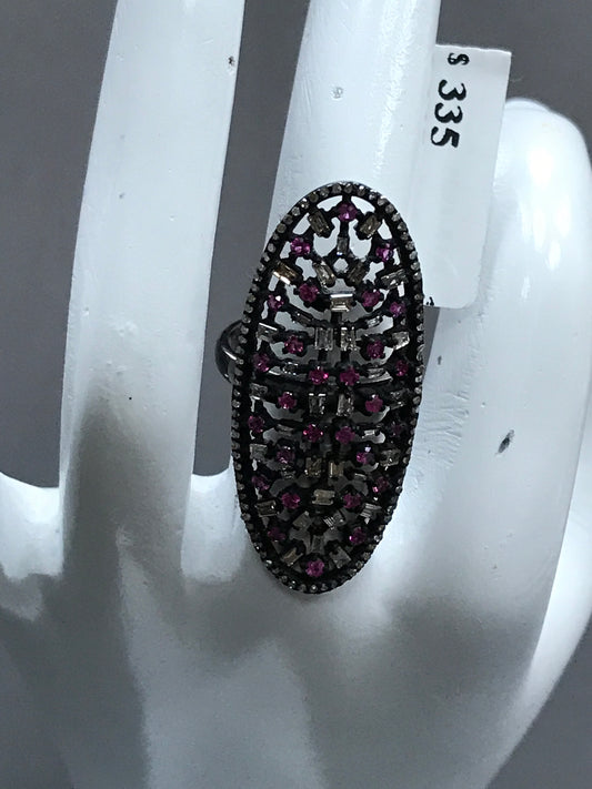 Oval Shape Silver Pave Diamond Ring .925 Oxidized Sterling Silver Diamond Ring, Genuine handmade pave diamond Ring