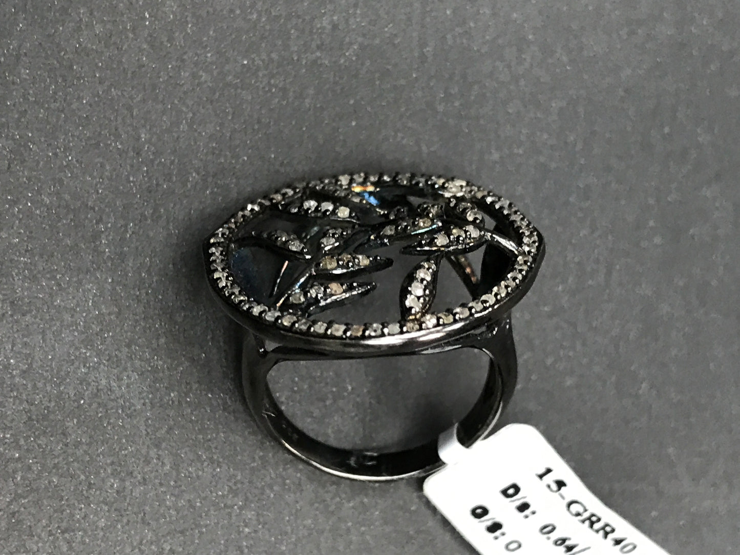 Diamond and Silver Black Rhodium Finish Ring