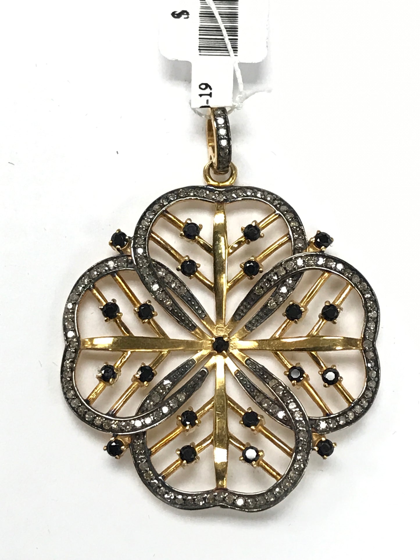 Flower Shape Diamond Pendants Charms, Ruby Encrusted, Approx 37 MM