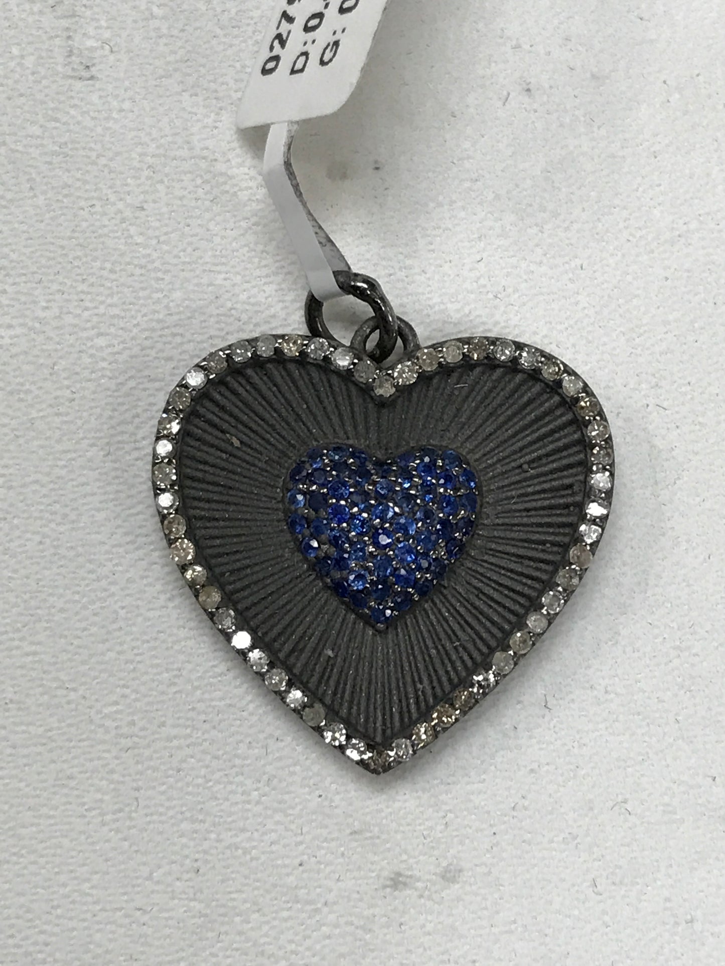 Heart Diamond Pendant .925 Oxidized Sterling Silver Diamond Pendant, Genuine handmade pave diamond Pendant Size Approx 1.00"(25 MM)