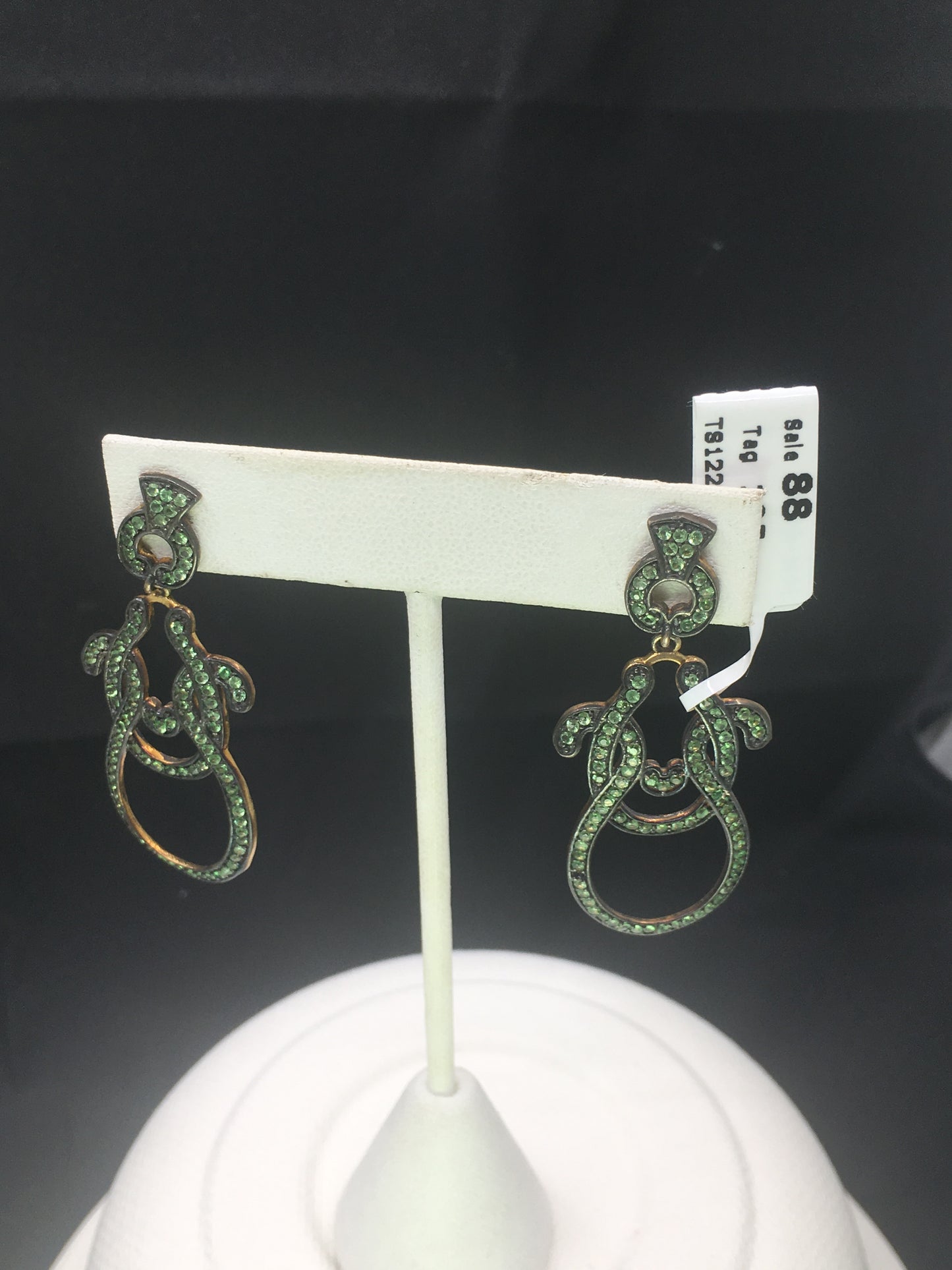 Tsavorite Silver Earring .925 Oxidized Sterling Silver Tsavorite Earring, Genuine handmade pave Tsavorite Earring.