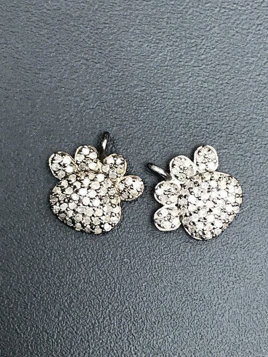 Diamond Accent Paw Print Charms