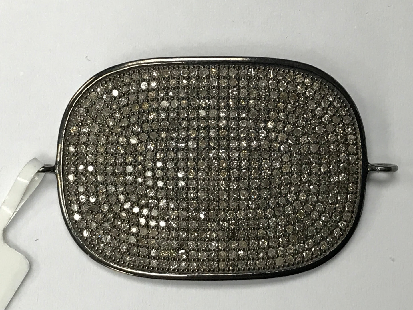 Rectangle (Round Edges) Shape Diamond Charm.925 Oxidized Sterling Silver Diamond Charm, Genuine handmade pave diamond Charm Size 40x25 MM