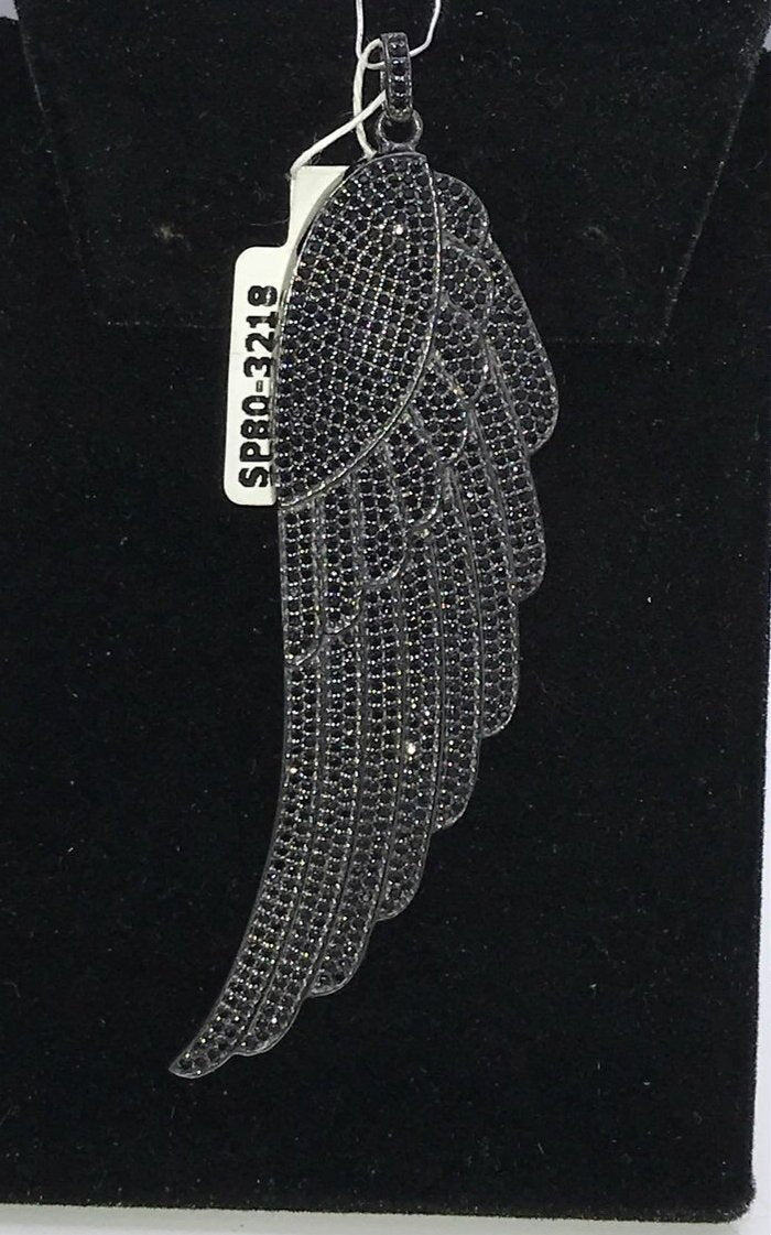 Wings Black Spinel Charm,