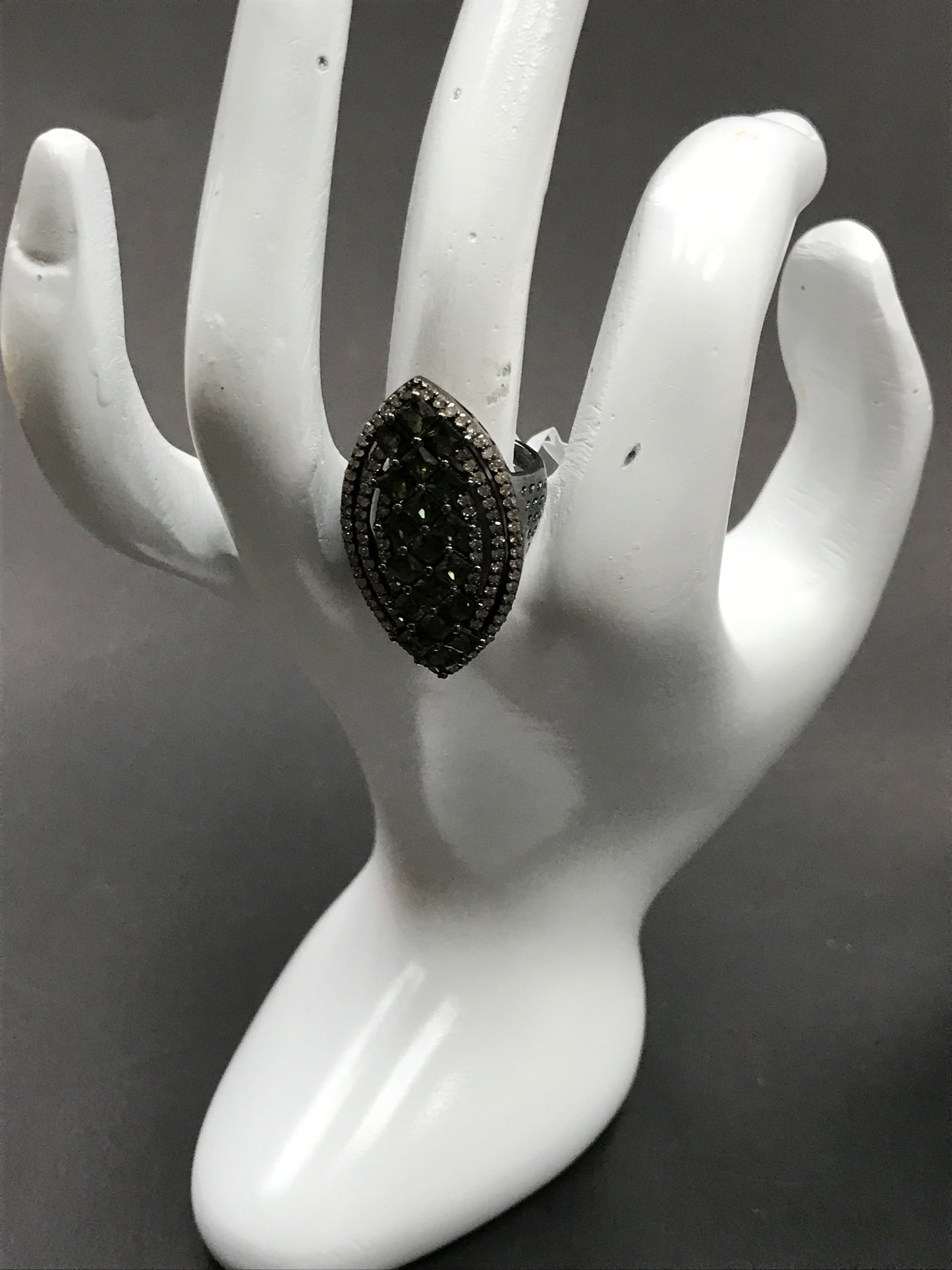 Diamond and Silver Tourmaline Ring