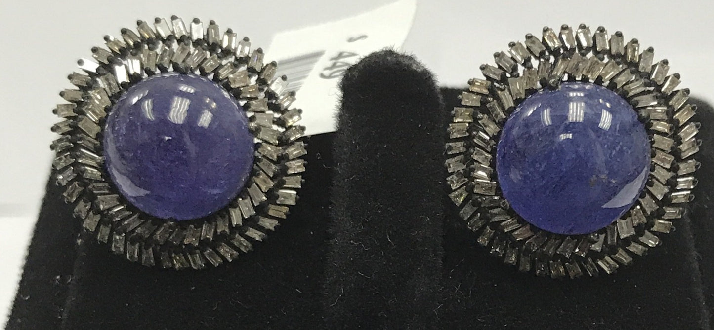 Tanzanite and Diamond Earring Stud