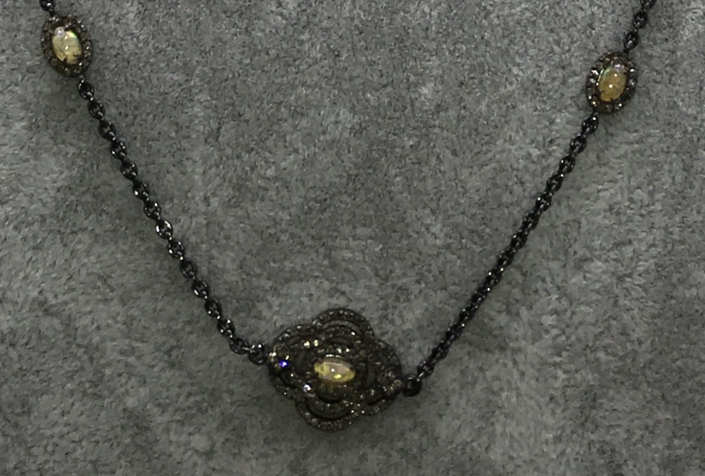 Opal and Diamond Designer long Chain Necklace