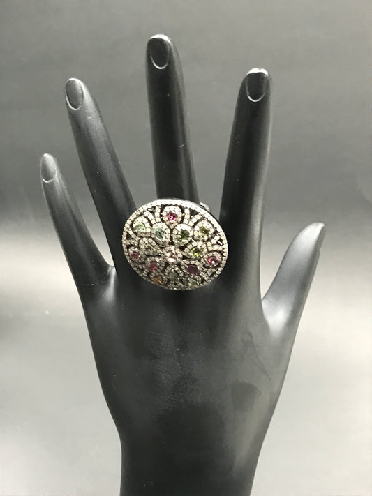 DIAMOND AND MULTI TOURMALINE RINGS