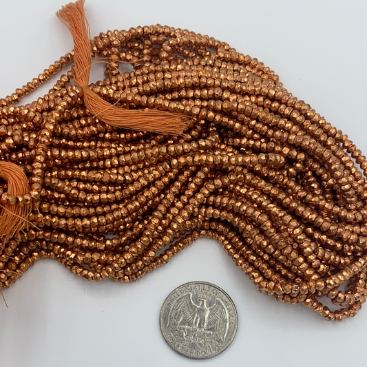 Pyrite Coated Beads Facetted 3-4mm