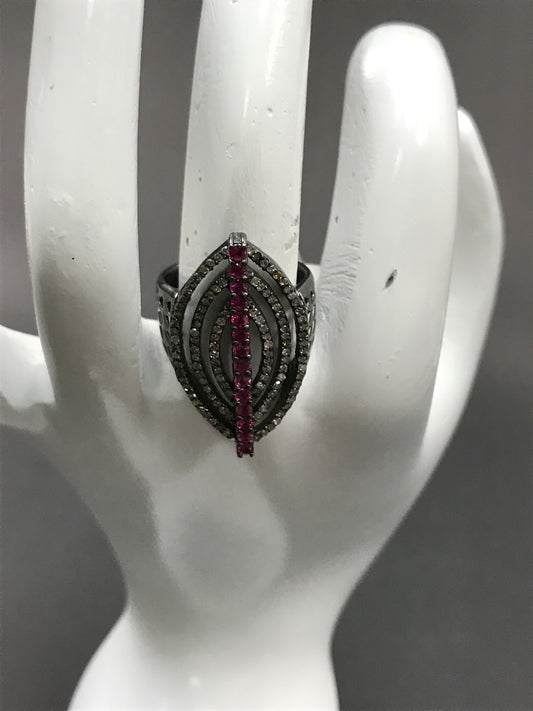 DESIGNER DIAMOND AND RUBY RING
