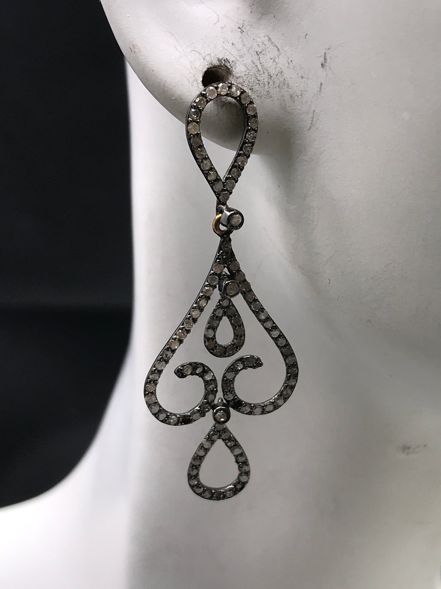 Diamond and Silver Black Rhodium Finish Earring