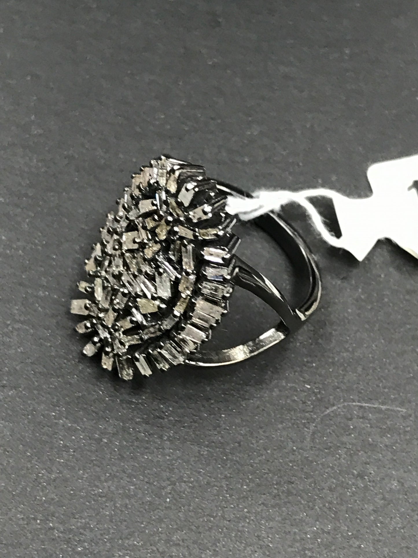 Silver Pave Tapered Baguette Diamond Ring .925 Oxidized Sterling Silver Diamond Ring, Genuine handmade pave diamond Ring.