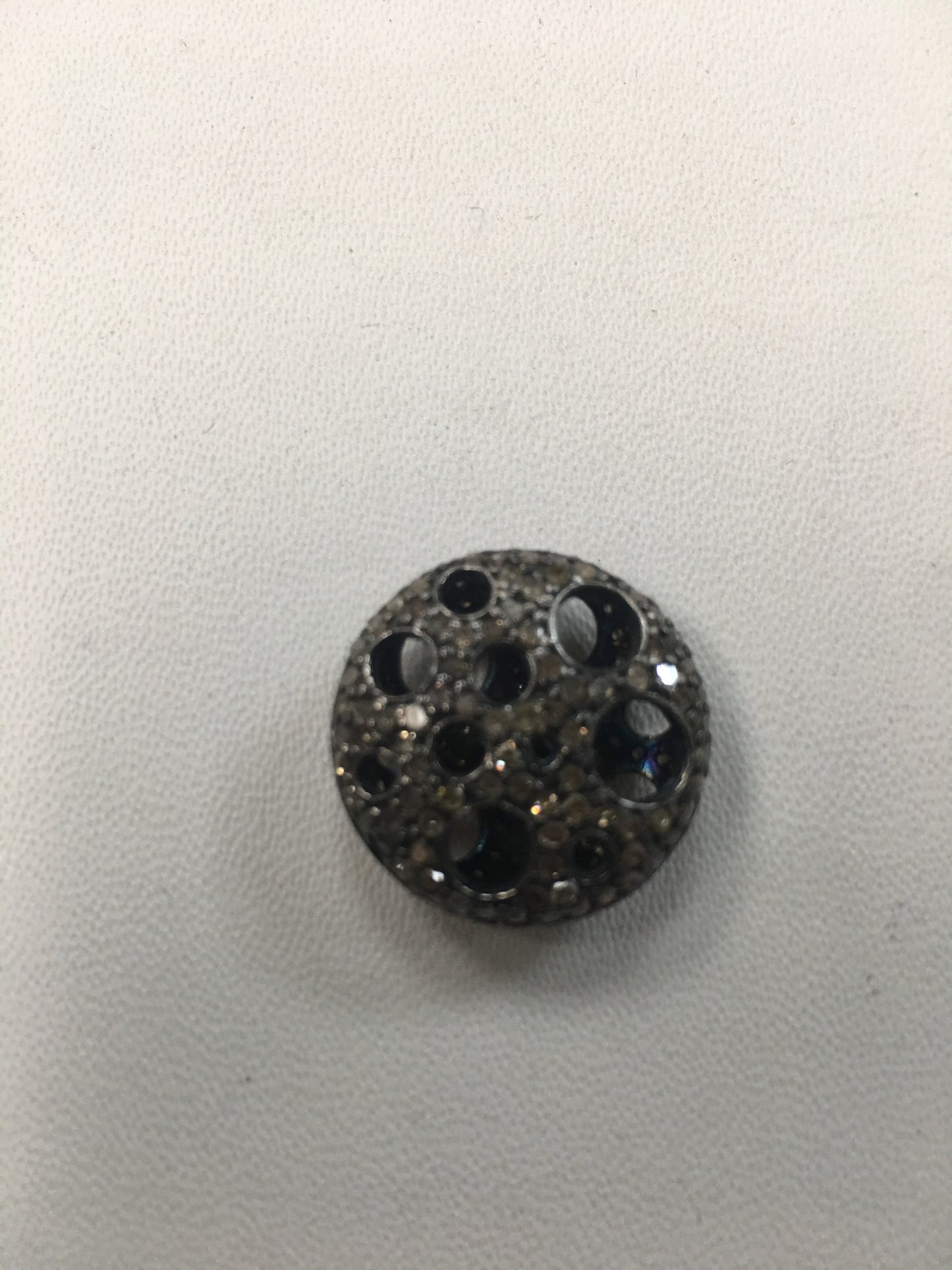 Coin Shape Silver Pave Diamond Beads