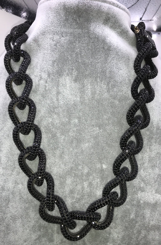 Black Spinel Link Chain Necklace