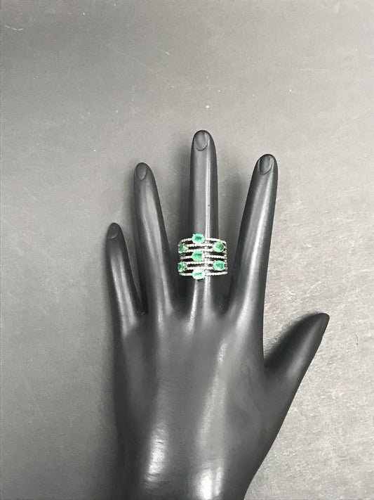 Silver Pave Diamond Ring .925 Oxidized Sterling Silver Diamond Ring, Genuine handmade pave diamond Ring Size Approx 0.72"(18 MM)