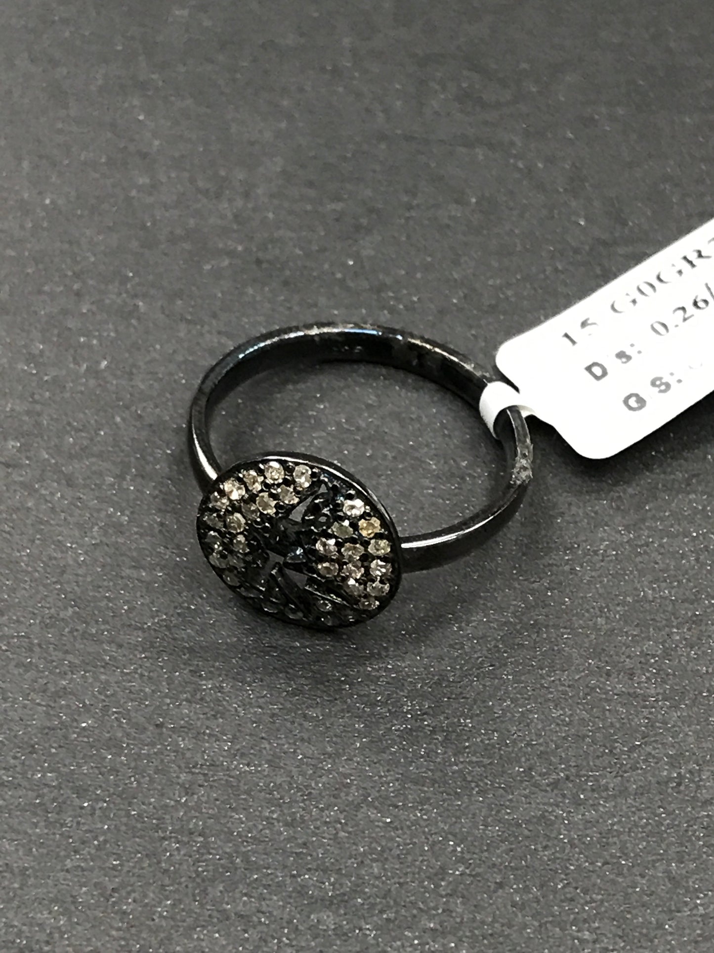 Diamond and Silver Black Rhodium Finish Ring